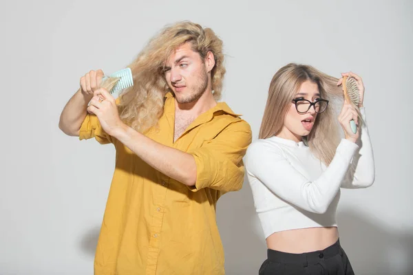 Stüdyoda Saç Dökülme Sorunu Olan Çift — Stok fotoğraf