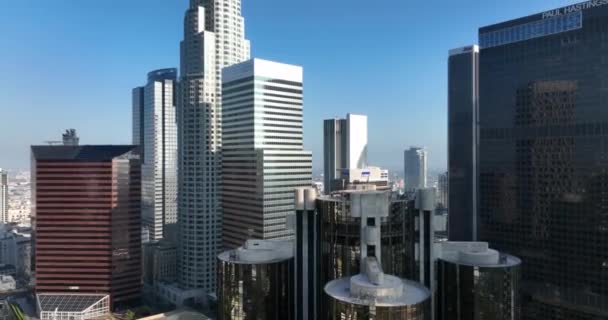 Aerial View Downtown Los Angeles Famous Skyscrapers — Stockvideo