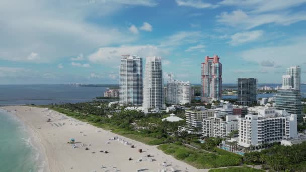 Вид Воздуха Саут Пойнт Саут Бич Майами Флорида Саут Пуэнт — стоковое видео