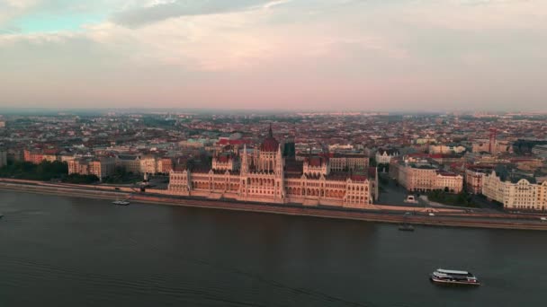Budapest City Skyline Danube River Budapest Hungary Aerial View Budapest — Stock Video