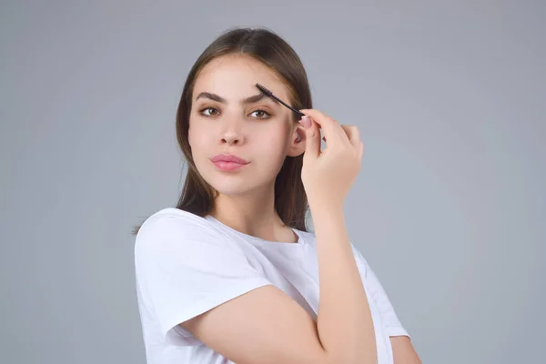 Eyebrow Makeup Beauty Model Shaping Brows Brow Pencil Closeup Womans —  Fotos de Stock