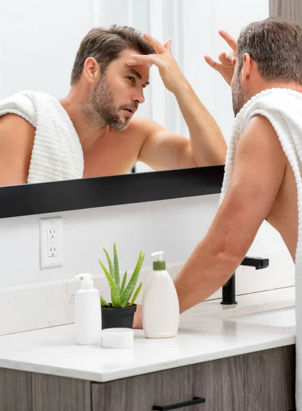 Cosmetic Cream Man Spa Male Model Skincare Product Skin Face — Stock Photo, Image