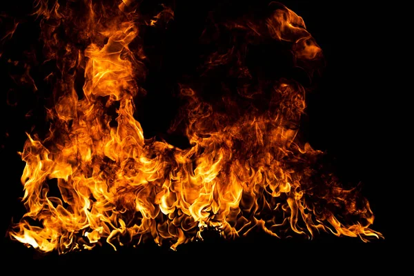 Огненное Пламя Изолировано Черном Фоне Пламя Огня Изолированы Пылающий Горящий — стоковое фото