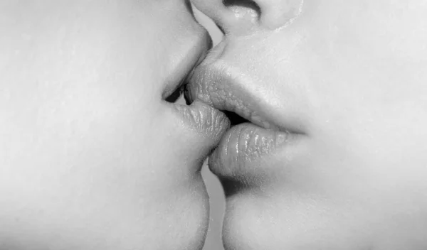 Tongue Lesbian Girl Mouth Sexy Woman Concept French Kiss Two — Stock Photo, Image