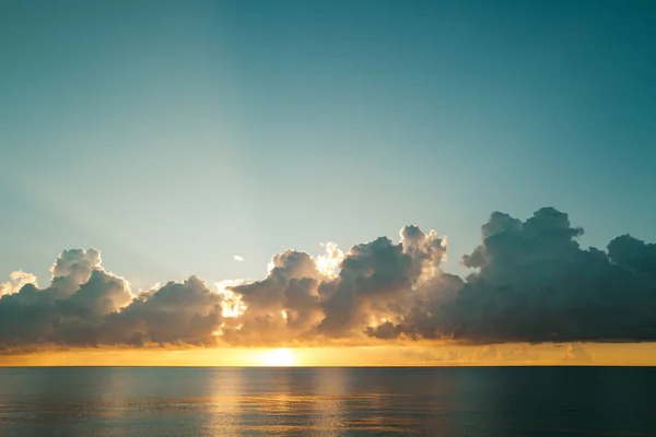 Coucher Soleil Sur Mer Plage Océanique Lever Soleil Avec Ciel — Photo
