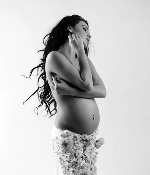 Schwangerschaft Mutterschaftsvorbereitung Lebenserwartung Liebe Frauengesundheit Mädchen Mit Dickem Bauch Schöne — Stockfoto