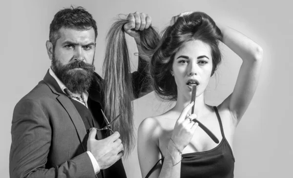 Brutální Chlap Moderním Holičství Vlasový Preparát Jen Pro Dělá Vlasový — Stock fotografie
