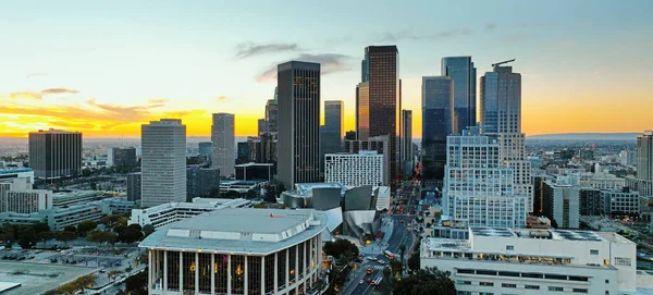 stock image City of Los Angeles, panoramic cityscape skyline scenic, aerial view at sunset. Downtown cityscape of Lod Angeles