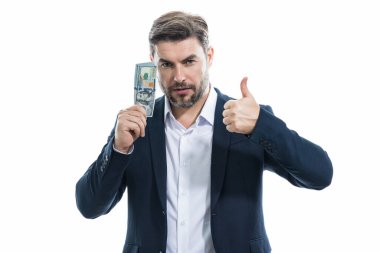 Stüdyoda parası olan bir iş adamı.