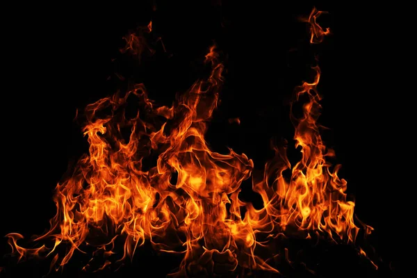 Brand Låga Brinnande Och Brand Glödande Svart Bakgrund — Stockfoto
