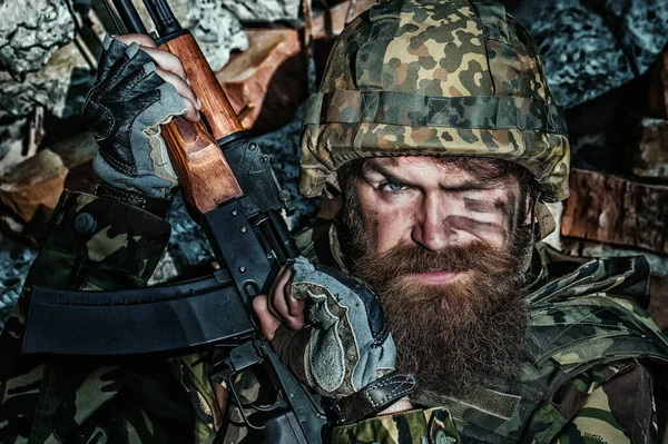 Zastavte Válku Ruskou Agresi Ukrajině Ukrajina Vojenské Uniformě Detailní Portrét — Stock fotografie