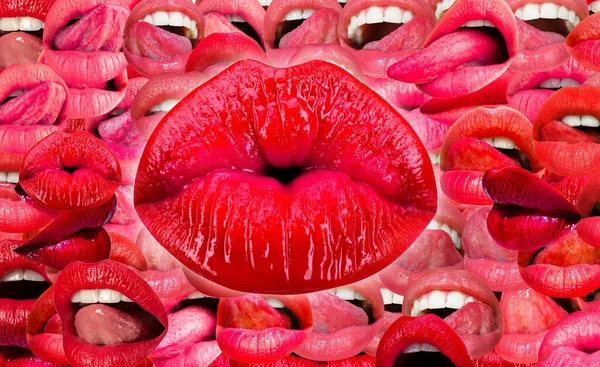 Kiss Lip Lips Female Mouth Texture Pattern Red Lip — Zdjęcie stockowe