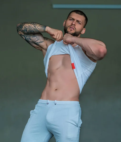 Baştan Çıkarıcı Eşcinsel Erkeğin Kaslı Vücudu Güçlü Vahşi Adam Seksi — Stok fotoğraf