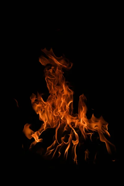 Flammen Lodern Auf Schwarzem Hintergrund Feuer Verbrennen Flamme Isoliert Abstrakte — Stockfoto