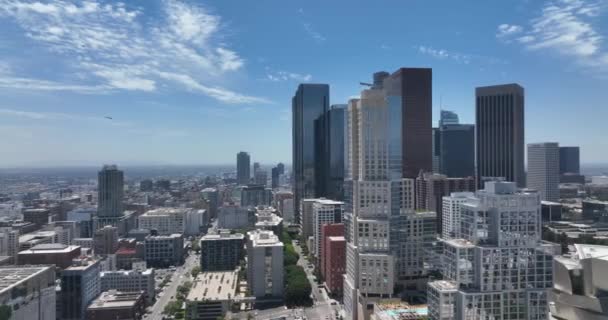 Los Angeles Fly City Center Drone Top Aerial View Modern — Stock Video