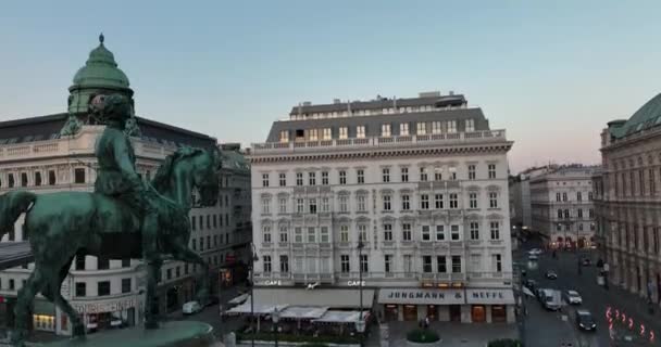 Vídeň Rakousko Hofburgský Palác Princ Eugen Let Nad Městem Vídeň — Stock video