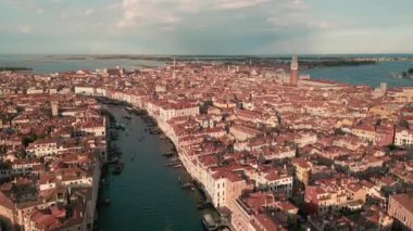 Aerial view of Venice, Italy. Basilica di Santa Maria della Salute, Grand Canal. Panorama of Venice. Venecia Venezia aerial view with drone. Italy travel and tourism