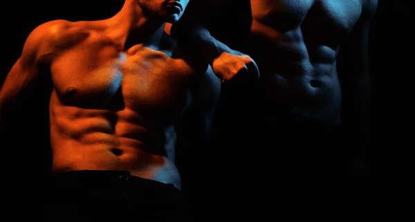 Schwule Muskulöse Körper Sexy Männer Verführerisches Gesicht Eines Sexy Mannes — Stockfoto