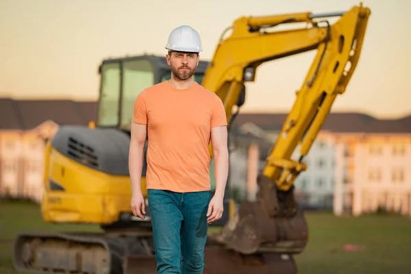 Worker Construction Site Builder Hardhat Construction Man Helmet Worker Construction — Stock Photo, Image