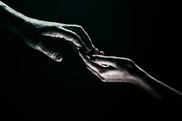 Duas Mãos Ajudar Amigo Resgate Gesto Ajuda Das Mãos Conceito — Fotografia de Stock