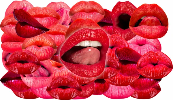 Dudaklar Kadın Ağız Dokusu Deseni Kırmızı Dudak — Stok fotoğraf