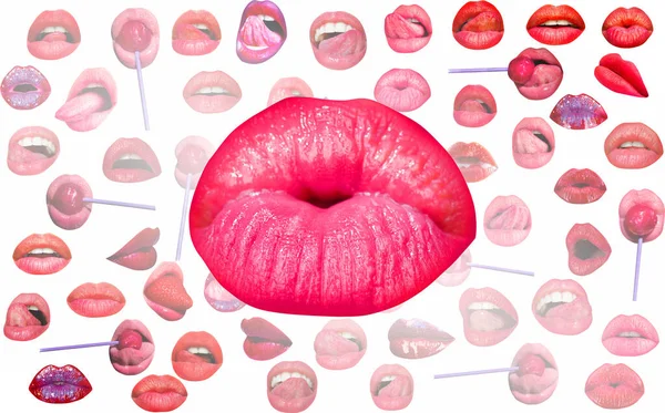 Lippen Und Mund Rote Lippe Hintergrund Weibliche Lippen Kusslippe — Stockfoto