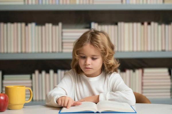 Intellectual Child Clever Pupil Little Student School Library Child Reading — Stock Photo, Image