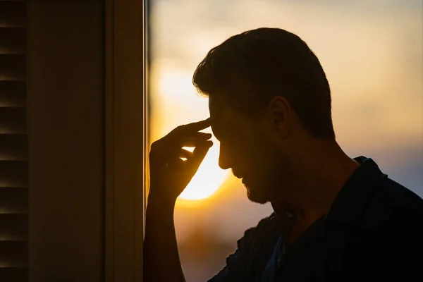 Headache Tiredness Stress Close Portrait Man Suit Got Headache Migraine — Stock Photo, Image