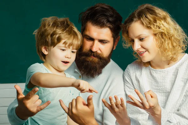 Family School Partnership Counting Fingers Home Family Math Schooling Parents — Stock Photo, Image