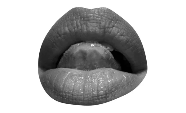 Εικονίδιο Στόματος Σέξι Γυναικεία Χείλη Κόκκινο Κραγιόν Που Απομονώνονται Λευκό — Φωτογραφία Αρχείου
