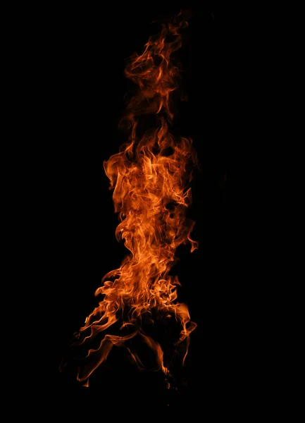 黑色背景上的火焰燃烧和火光闪耀 — 图库照片