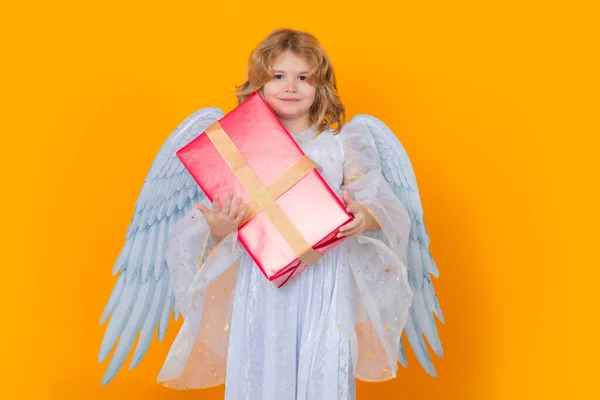 Angel Child Isolated Studio Shot Cute Kid Angel Wings Cupid — Foto de Stock