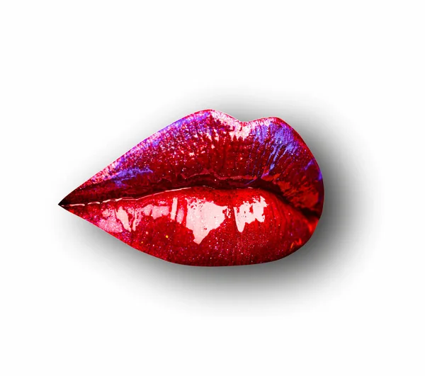 Female Lips White Isolated Background Clipping Path Woman Mouth Red — Stockfoto