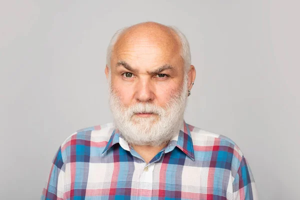 Mature Man Close Face Handsome Serious Elder Senior Studio Older — Stock Photo, Image