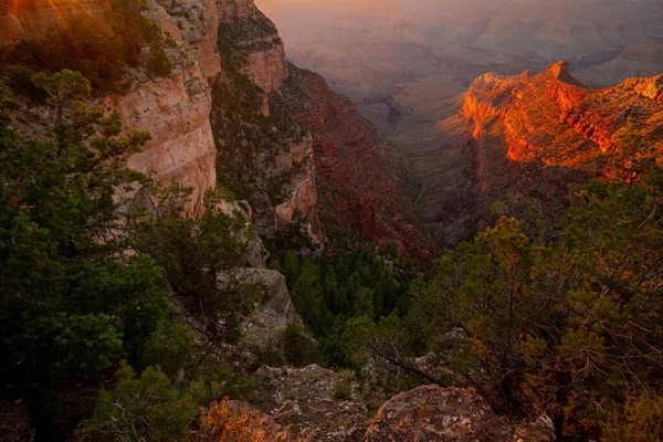 Grand Canyon Severní Okraj Při Západu Slunce Arizoně Červená Skála — Stock fotografie