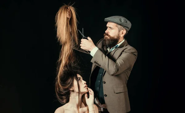 Reklám Fodrászüzlet Koncepció Hair Stylist Borbély Fodrászat Fodrászattal — Stock Fotó