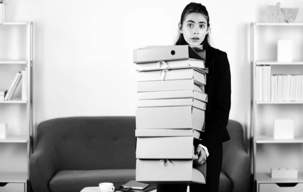 Secretária Triste Estressada Trabalhadora Demais Trabalho Demais Problema Escritório Cansado — Fotografia de Stock
