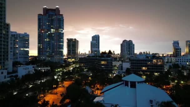 Miami Beach Vista Aérea Cidade Miami Beach Flórida — Vídeo de Stock