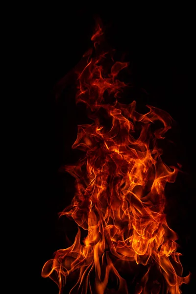 Огонь Пылает Пламенем Черном Фоне Огонь Горит Пламенем Изолированной Абстрактной — стоковое фото