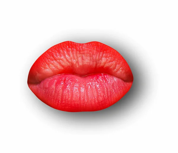 リップ 女性の口のテクスチャパターン 赤い唇 — ストック写真
