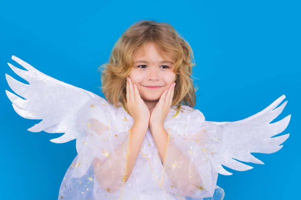 Christmas Kids Little Cupid Angel Child Wings Studio Portrait Angelic — Foto de Stock