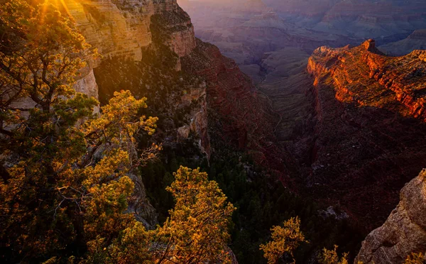 Grand Canyon Severní Okraj Při Západu Slunce Arizoně Červený Skalní — Stock fotografie
