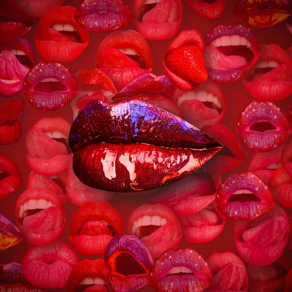Lips Mouth Female Lip Red Background Woman Lips — Fotografia de Stock
