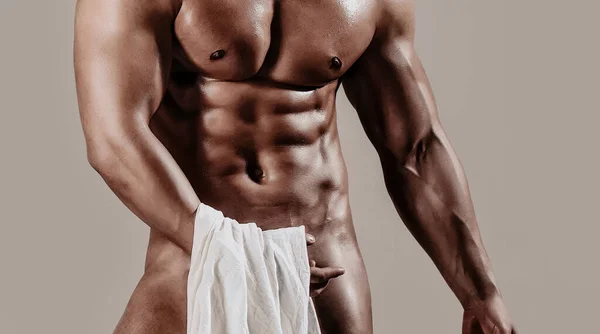 Sexy Male Model Body Nude Torso Sexy Naked Man Seductive — Stock Photo, Image