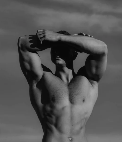 Uomo Sexy Faccia Seducente Uomo Sexy Corpo Nudo Forte Maschio — Foto Stock