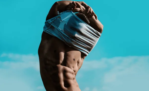 Kaslı Vücudu Çıplak Gövdesi Olan Seksi Bir Adam Kaslı Üstsüz — Stok fotoğraf