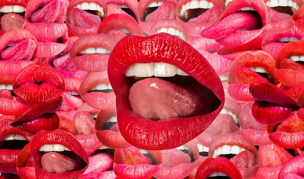 Sensuella Kvinnliga Läppar Läppar Kvinnlig Mun Struktur Mönster Röd Läpp — Stockfoto
