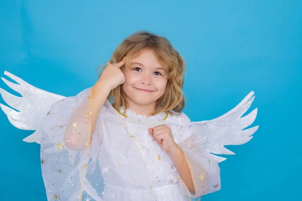 Valentijn Engel Een Klein Cupido Kind Een Engel Met Engelenvleugels — Stockfoto