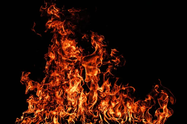 Tűz Láng Égő Tűz Izzó Fekete Háttér — Stock Fotó