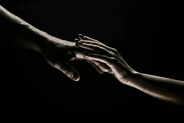 Two Hands Moment Farewell Holding Hands Relations Help Friend Tough — Stock Photo, Image